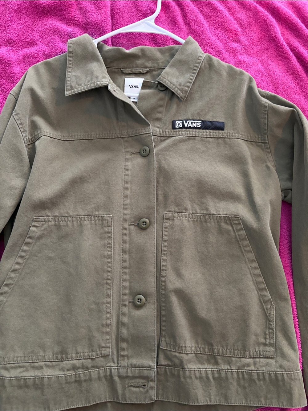 Vans Olive Green Button-Up Kids Jean Jacket
